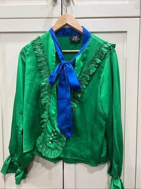 Green and blue blouse